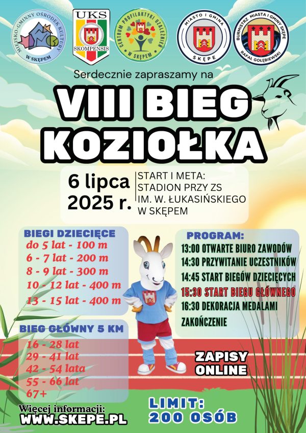 Plakat informacyjny - VIII Bieg Koziołka w Skępem